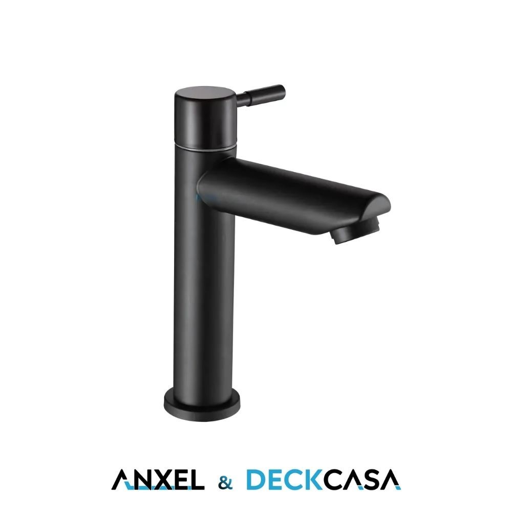 Torneira Banheiro Lavatório Bancada Bica Média Preto Fosco – Deckcasa