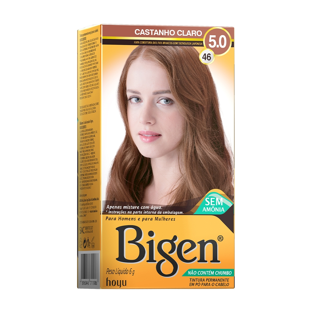 Tinta de Cabelo em Pó Bigen 46 Castanho Claro 6g