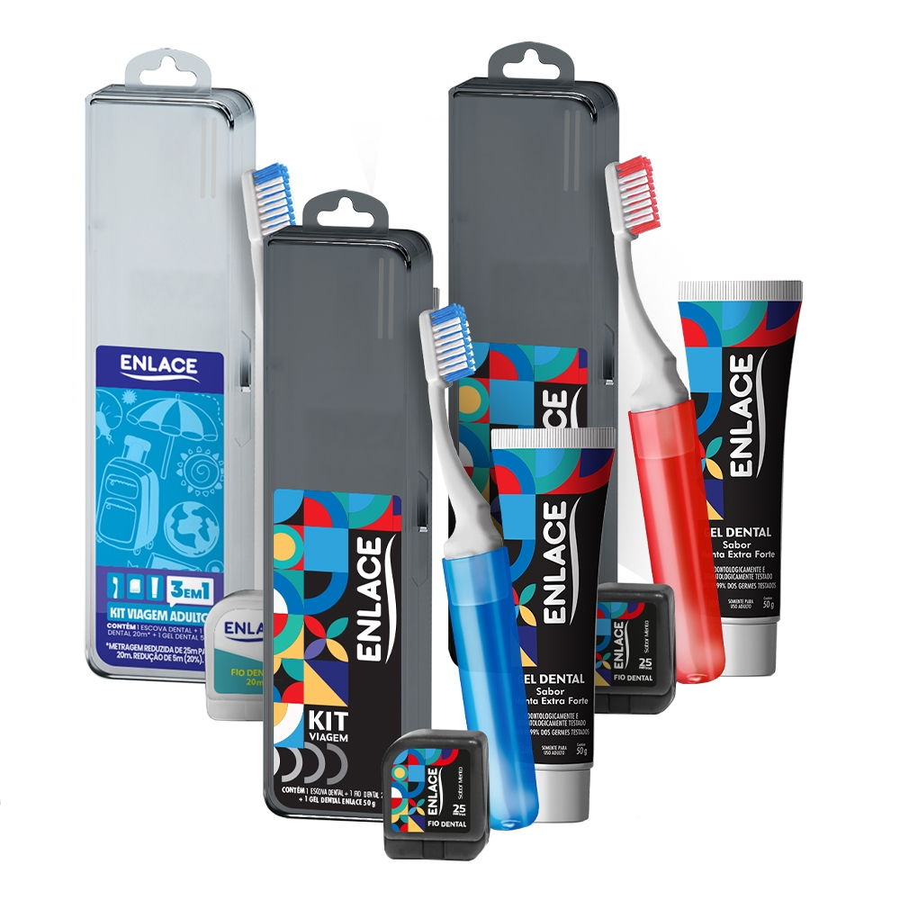 Kit Enlace Escova + Creme Dental + Fio Dental + Estojo (SORTIDO) em Oferta na Shopee