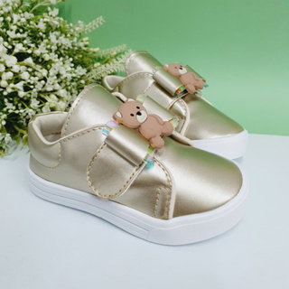 Tênis Feminino Infantil Ursinho Estiloso Menina Velcro Confortável em Oferta na Shopee