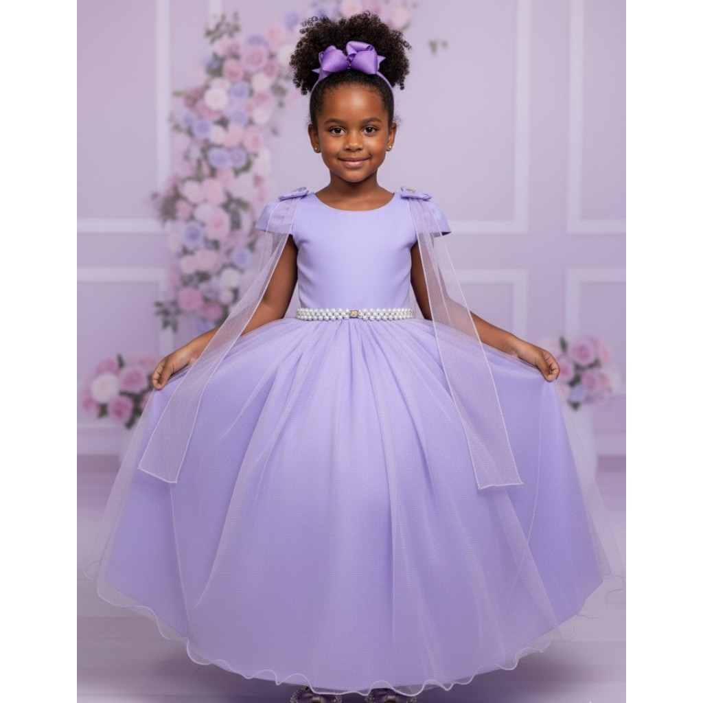 Vestido Longo Lilás Infantil Juvenil Festa Casamento Formatura Princesa Luxo Elegante