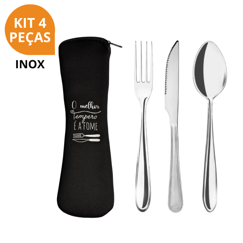Kit Premium Talheres Portáteis em Aço Inox com Estojo, Prático para Marmita, Trabalho, Escola em Oferta na Shopee