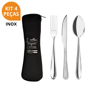 Kit Premium Talheres Portáteis em Aço Inox com Estojo, Prático para Marmita, Trabalho, Escola em Oferta na Shopee