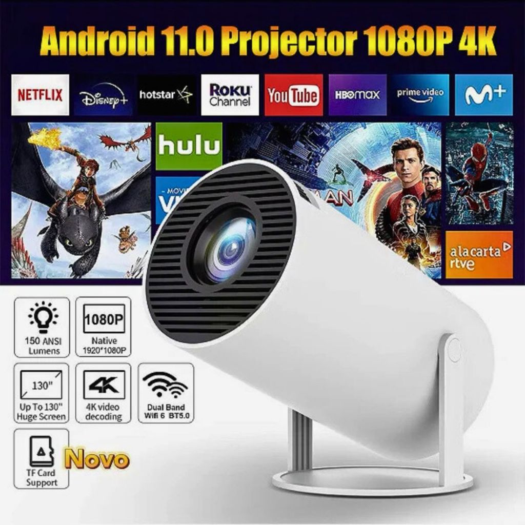 Mini Projetor Smart Portatil 4k Hy300 Wifi Bluetooth Ate 130 Polegadas Tv Box Video Game Celulares