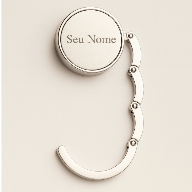 Suporte Mesa Gancho P/ Bolsa Dobrável Portátil Personalizado Nome