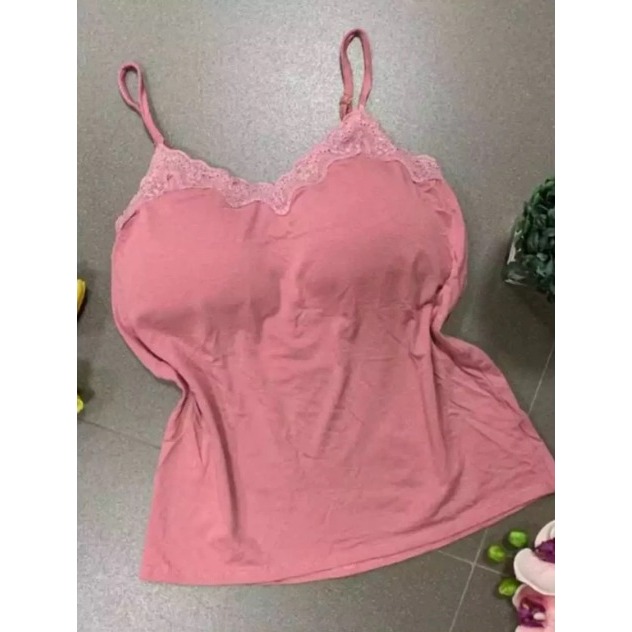 Blusa Feminina Regata Alcinha Renda com Bojo Moda Casual Chic Verão