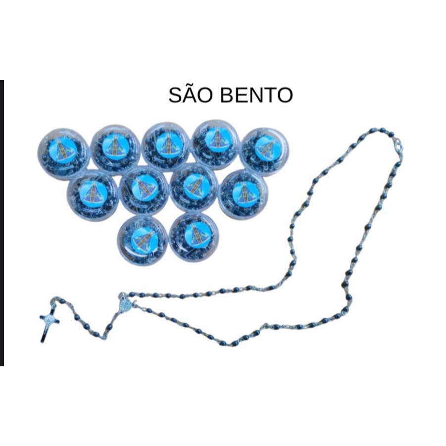 12 TERÇO MINI HEMATITA SÃO BENTO