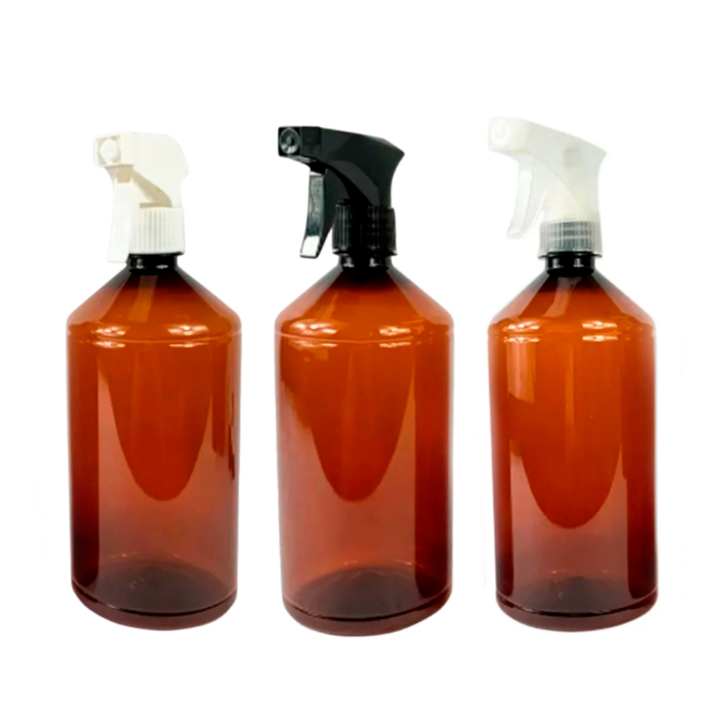 Frasco Plástico PET Borrifador Pulverizador Âmbar 1L com Gatilho Trigger – Resistência e Praticidade