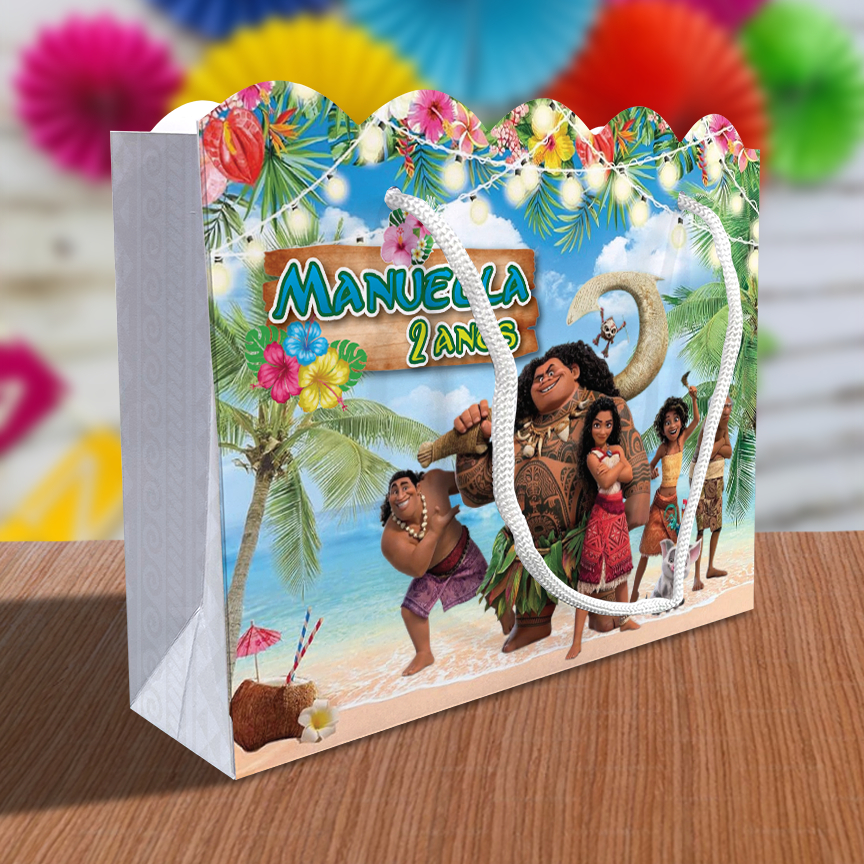 Sacolinha Moana Ondulada Personalizada Festa Família Moana Maui Lembrancinha Kit Festa Sacola Princesa Princesas
