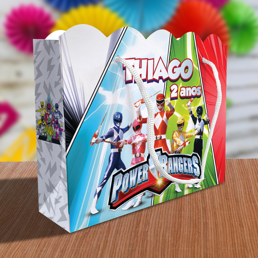 Sacolinha Power Rangers Ondulada Personalizada Kit Festa Lembrancinha Sacola
