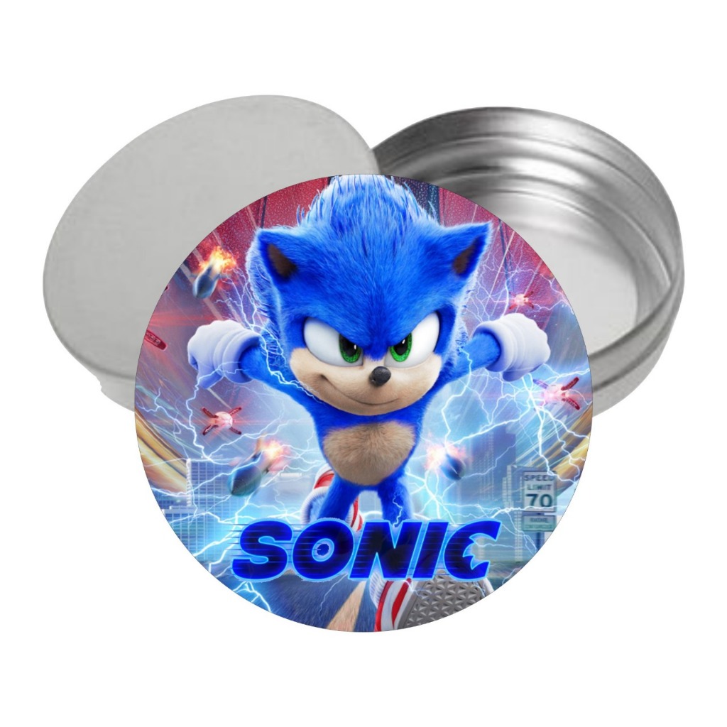 Adesivo + Latinha Sonic 5cm - Acrílico Decoração Festa Aniversário Lembrancinha