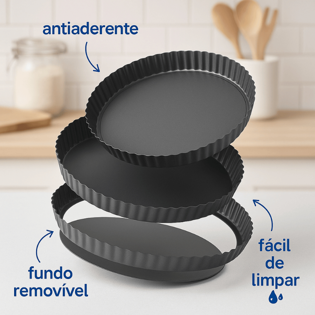 Jogo Formas de TORTA fundo Removível Antiaderente confeitaria em Oferta na Shopee