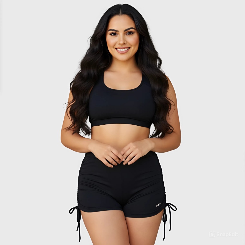 Short Legging Feminino Fitness Academia Moda Praia Proteção Solar Uv Bermuda Amarração Lateral Verão
