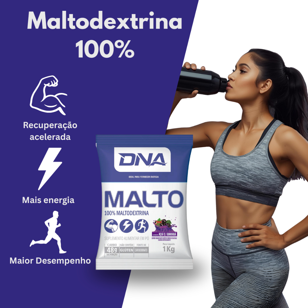Malto Dextrina Rápida Absorção Pré Treino 1kg Sabor Açaí com guaraná - Dna Suplementos em Oferta na Shopee