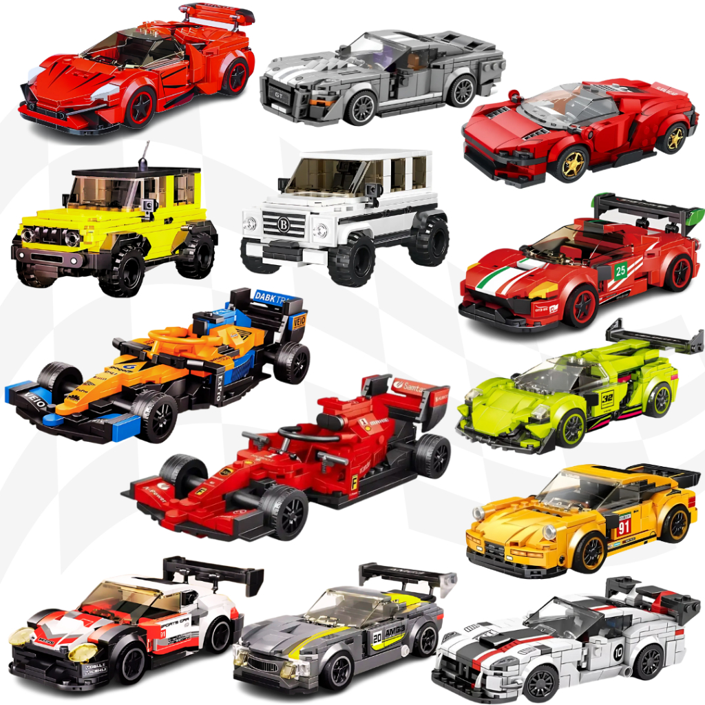 Brinquedo Blocos de Montar Carro Esportivo Peças de Encaixe Diversos Modelos de Carro em Oferta na Shopee