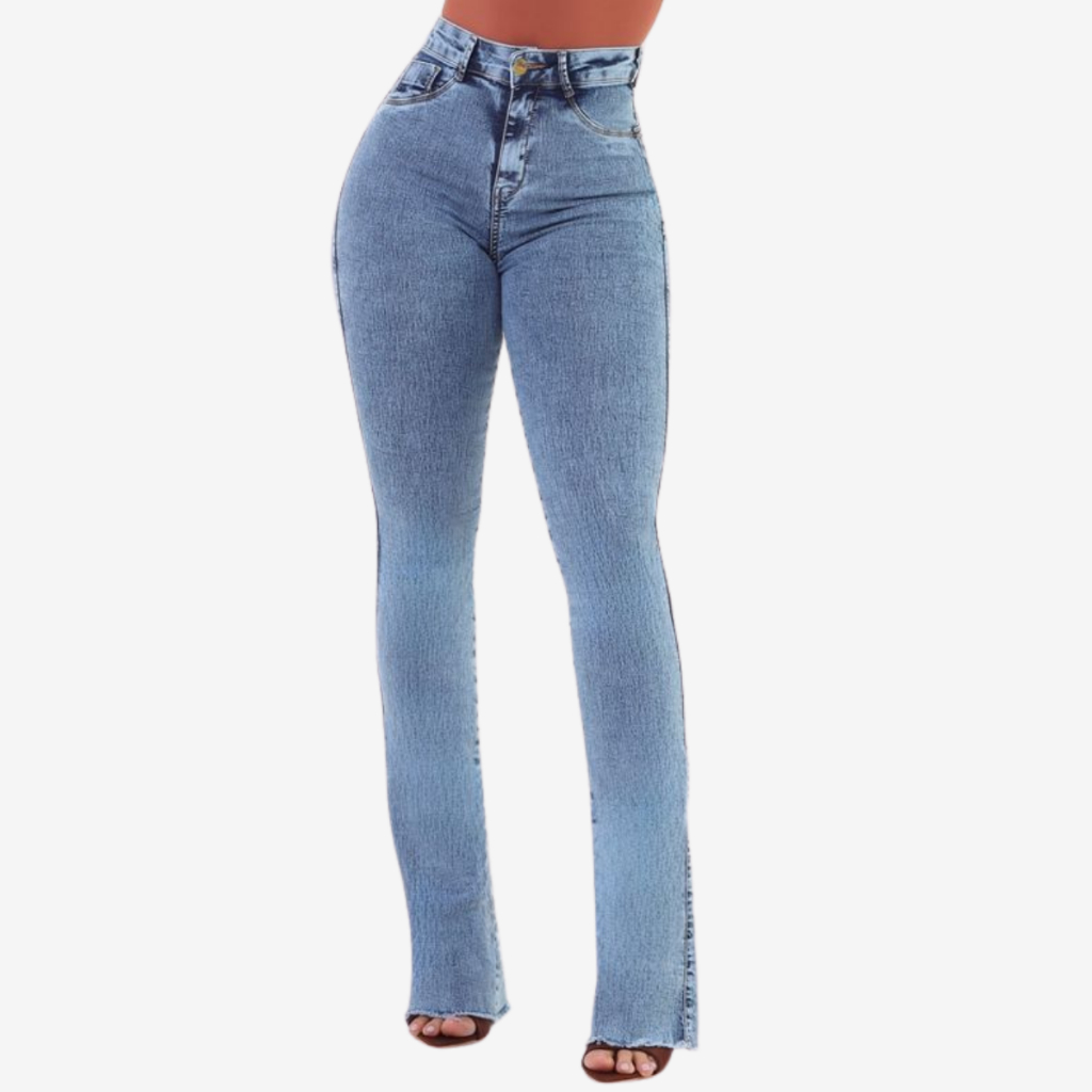 Calça Jeans Feminina Flare e Skinny Lycra Justa Cos Alto em Oferta na Shopee