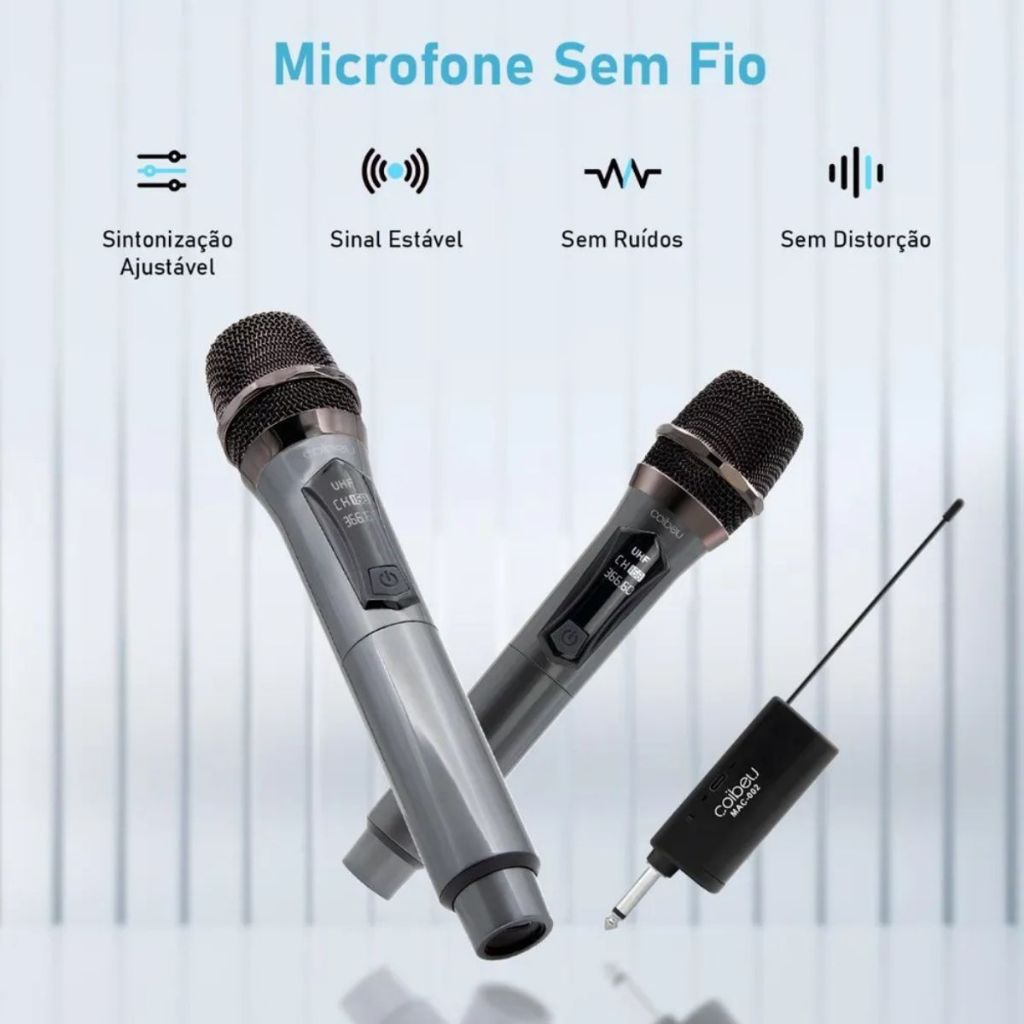 Kit 2 Microfones Sem Fio Profissional UHF com LED e Receptor de Alta Qualidade.XHL_HOME em Oferta na Shopee