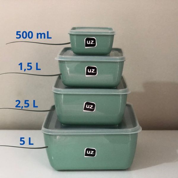Kit 4 Potes Quadrado Multiuso Premium - UZ Utilidades