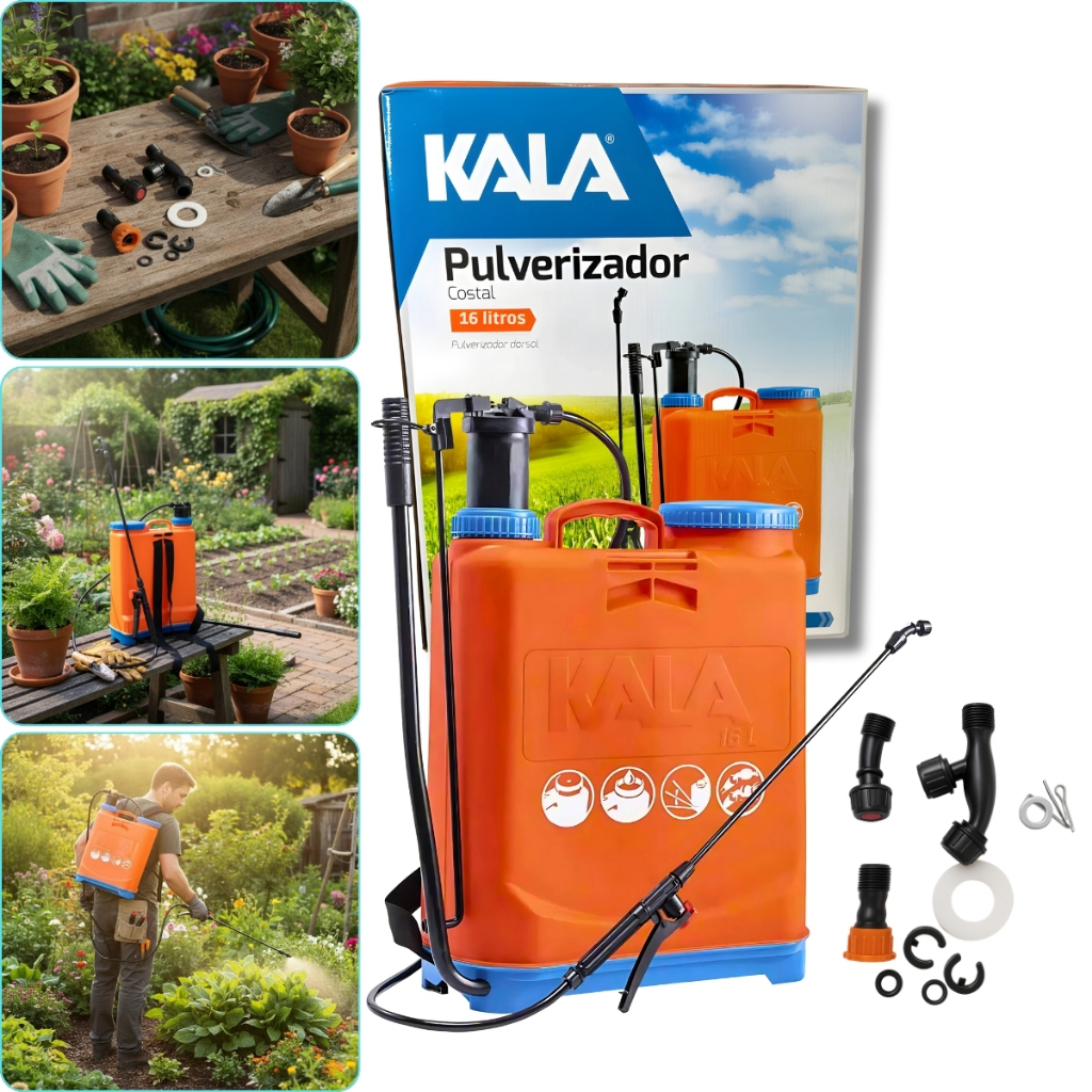Pulverizador Costal 16 Litros da Kala Bomba de Veneno Fertilizante Ideal Para Fazenda Sítio Jardim Plantação