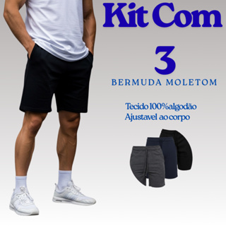 Kit 3 Bermudas Moletom Masculina – Conforto e Estilo Casual em Oferta na Shopee