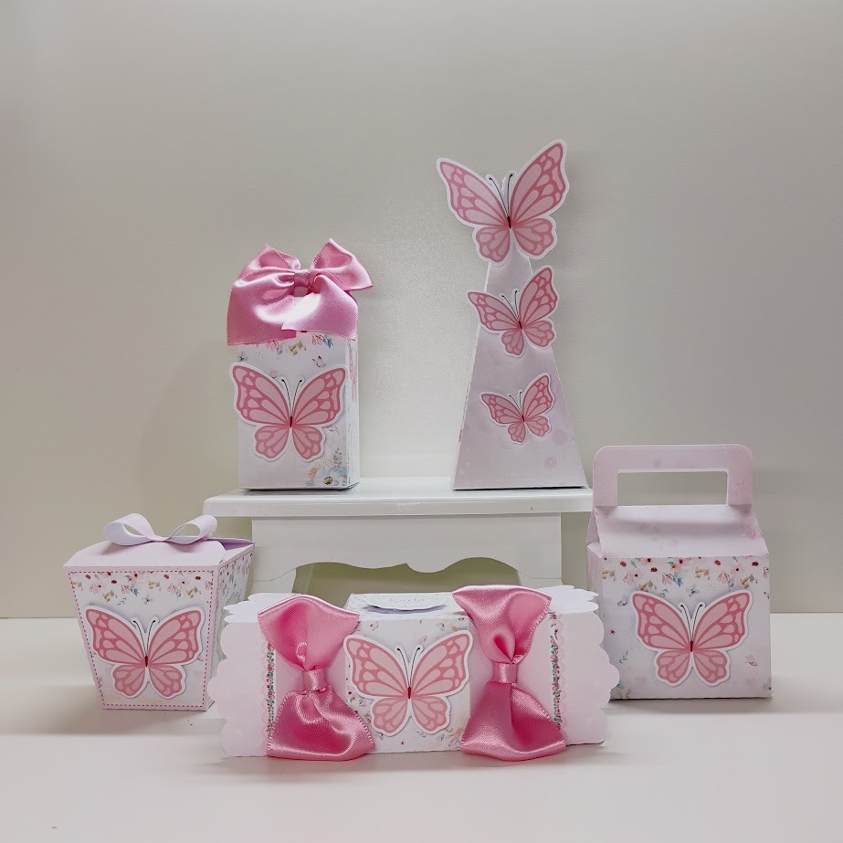 Kit Festa Pegue e Monte - Lembrancinhas Personalizada Jardins das borboletas  - Caixinhas Personalizadas - Papelaria