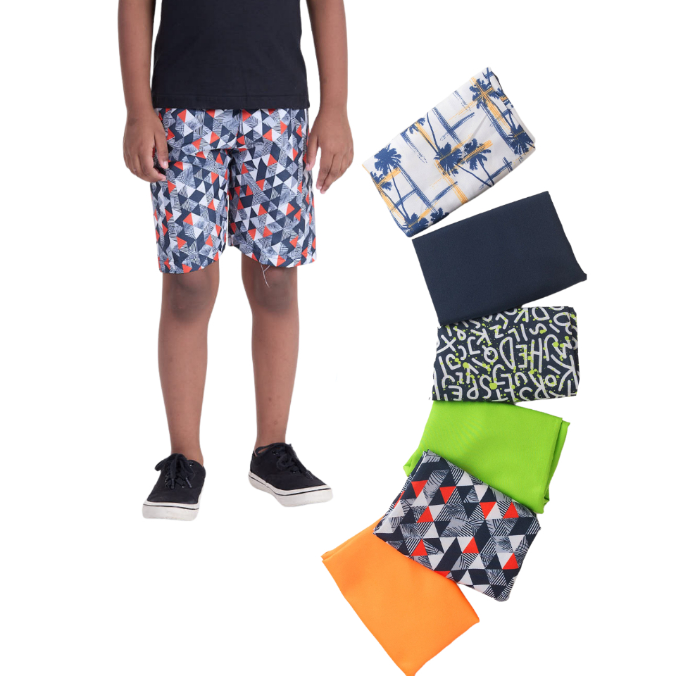 Bermuda Infantil Tactel Masculino Estampas Divertidas