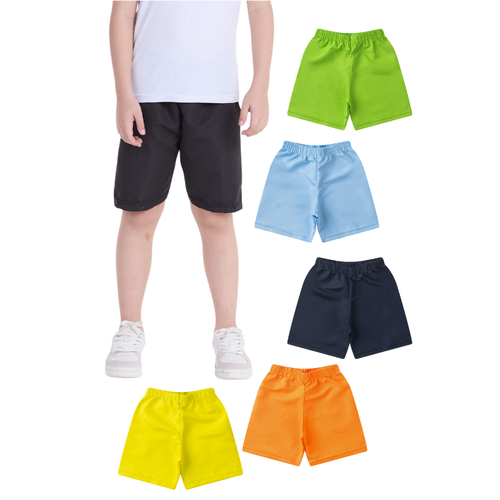 Kit Sortido 5 Bermudas Lisas Infantil - Tamanho 2 Ao 12