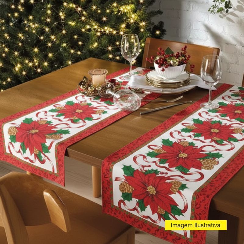Caminho De Mesa Decoração de Natal Mesa Posta Natalina Oxford Premium Ceia Noel Atacado Temática