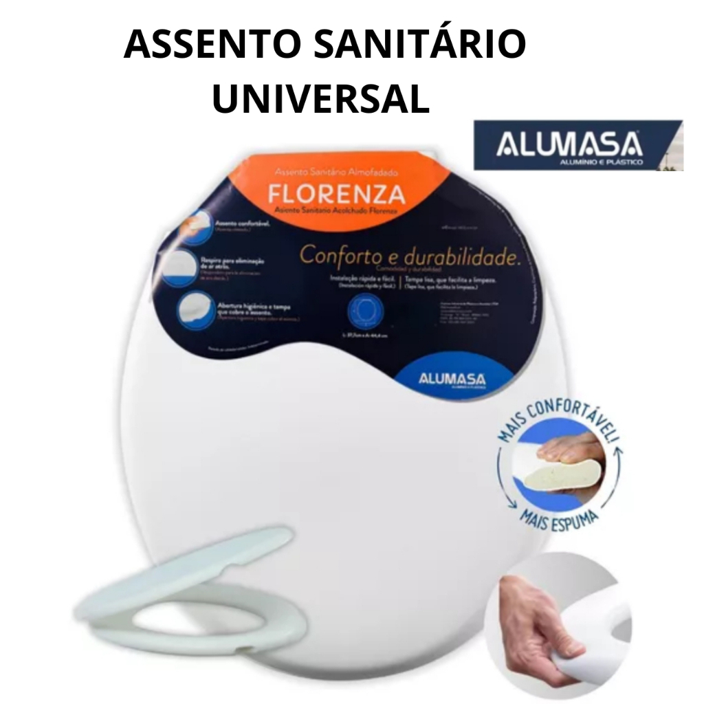assento sanitário almofadado Florenza Alumasa em Oferta na Shopee