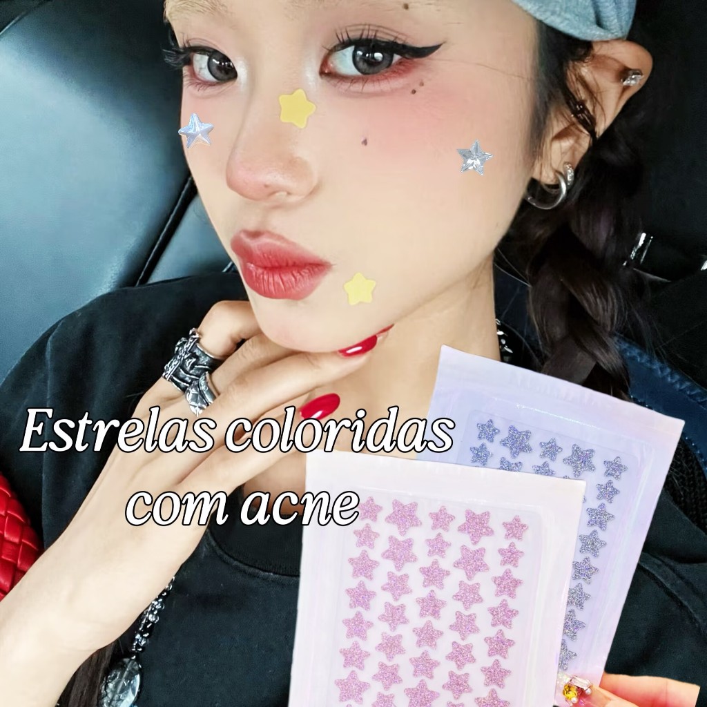 40 unidades de adesivos coloridos em forma de estrela para atenuar manchas de acne e cobrir manchas em Oferta na Shopee