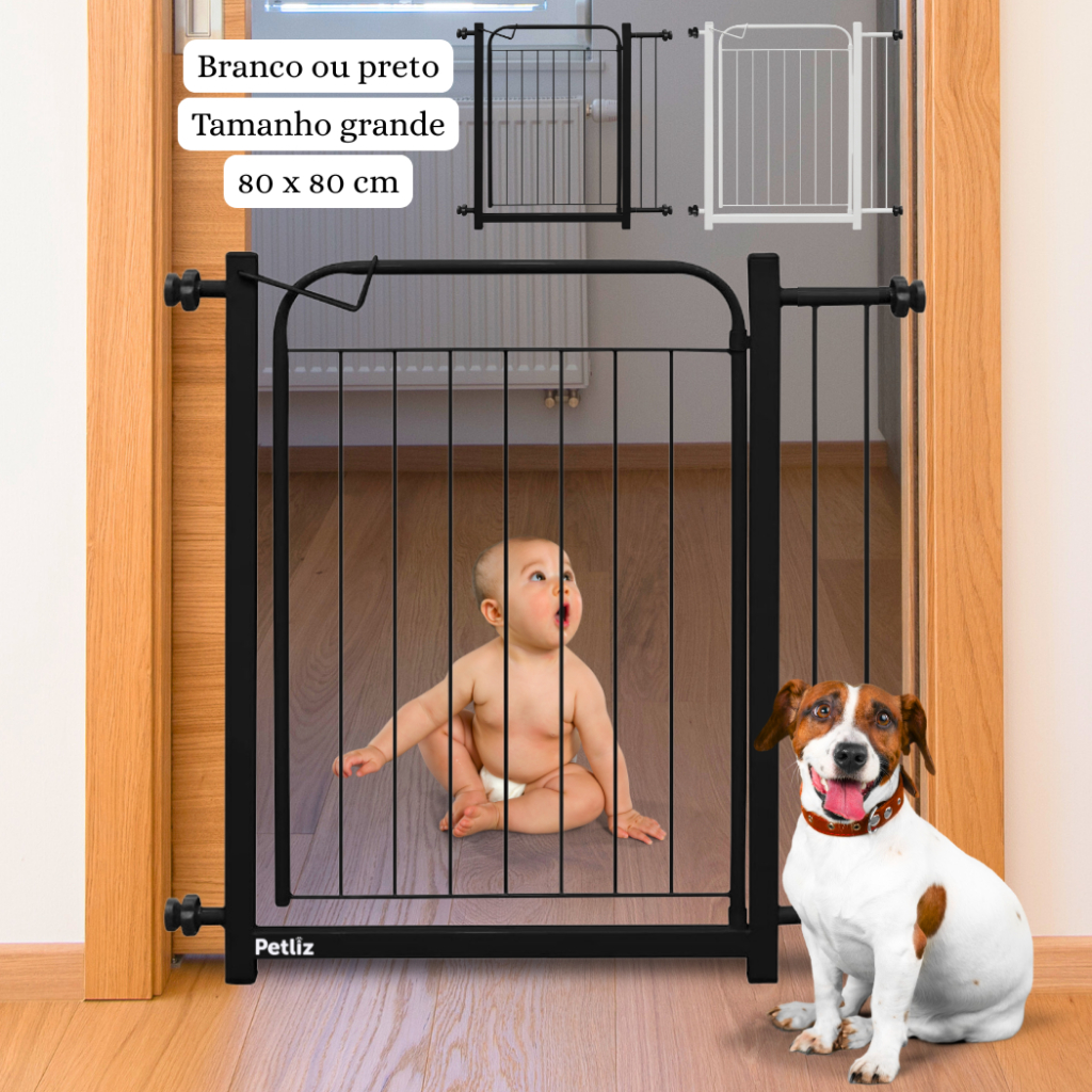 Portão Portãozinho Segurança para Porta 80x80cm com Extensor Grade Proteção Bebê Cachorro Pet Petliz em Oferta na Shopee