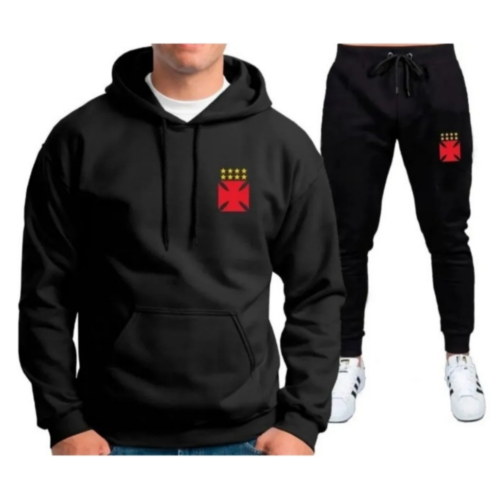 Conjunto Moletom Flanelada Futebool Time Vasco  Blusa+Calça Alta Qualidade