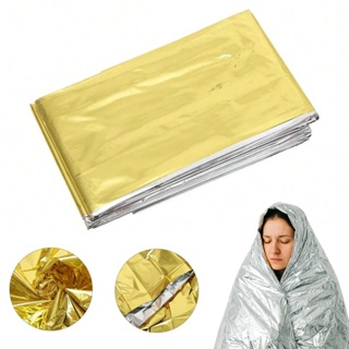 Kit com 1, 3 ou 10 unidades - Cobertor Manta Térmica Corporal Aluminizada Para Resgate, Emergência e Camping em Oferta na Shopee