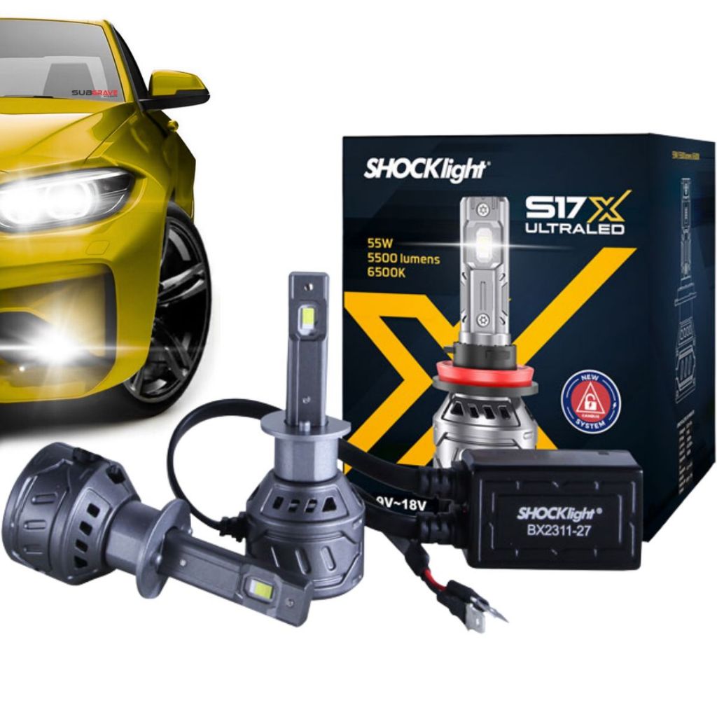 Par Lâmpada Ultra Led Shocklight S17x 11000 Lumens Com Canceller Canbus Coller 6500K 55W