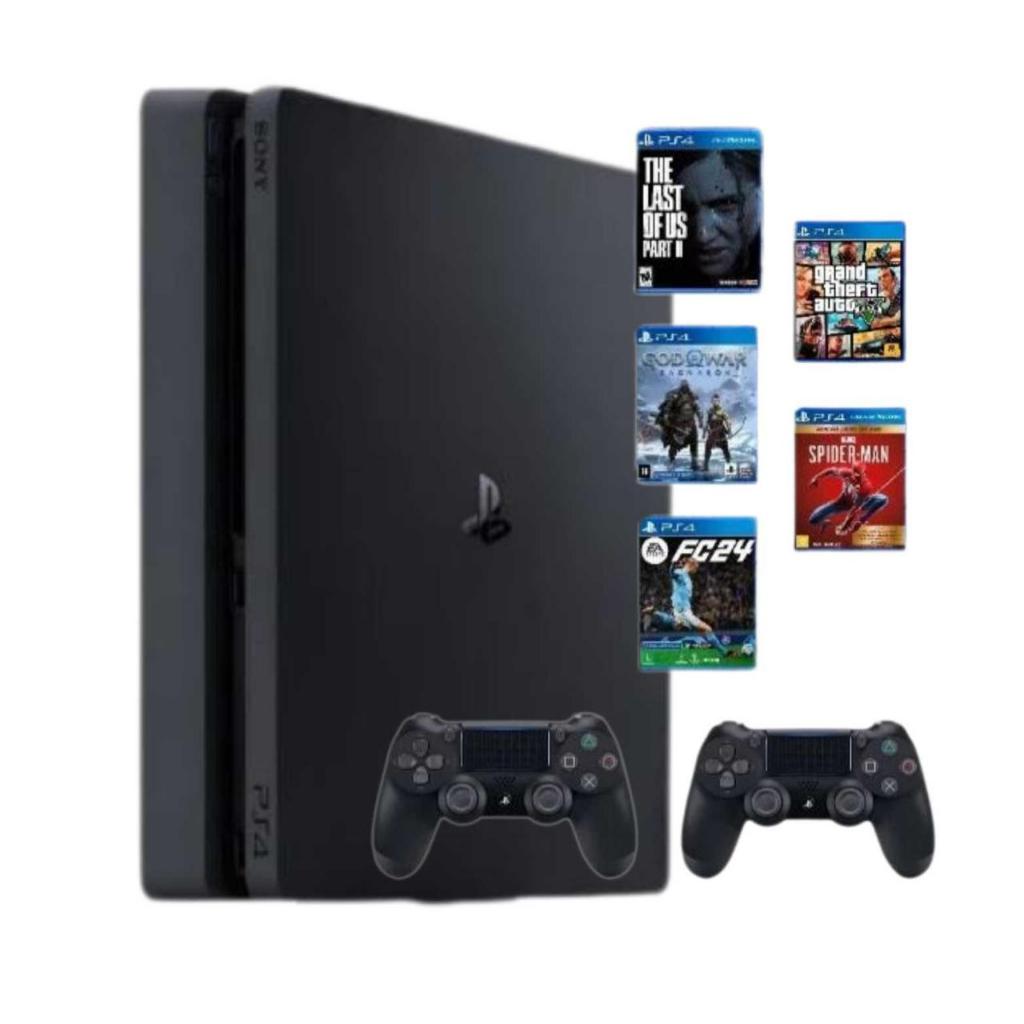 Playstation PS4 Slim 1TB com 1 Controle + 2 Jogos + 1 Quadro Decorativo