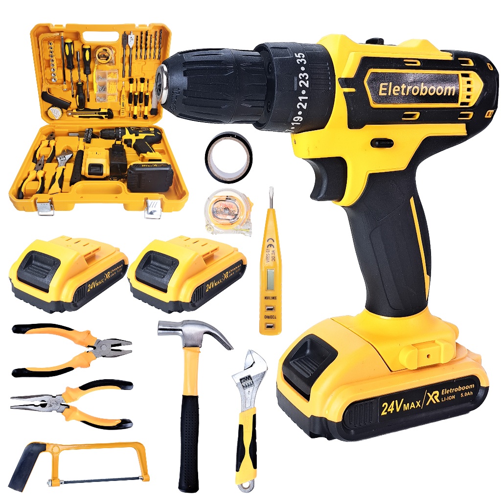 Kit Maleta Ferramentas 118 Peças Parafusadeira Furadeira Profissional