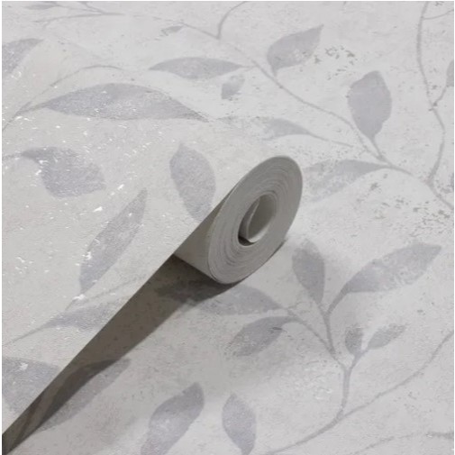 Papel De Parede Vinílico Floral Off White E Cinza