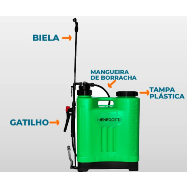Pulverizador Costal Manual 20L Menegotti Bomba Agrícola Jardim e Lavoura — imagem 2 de 2