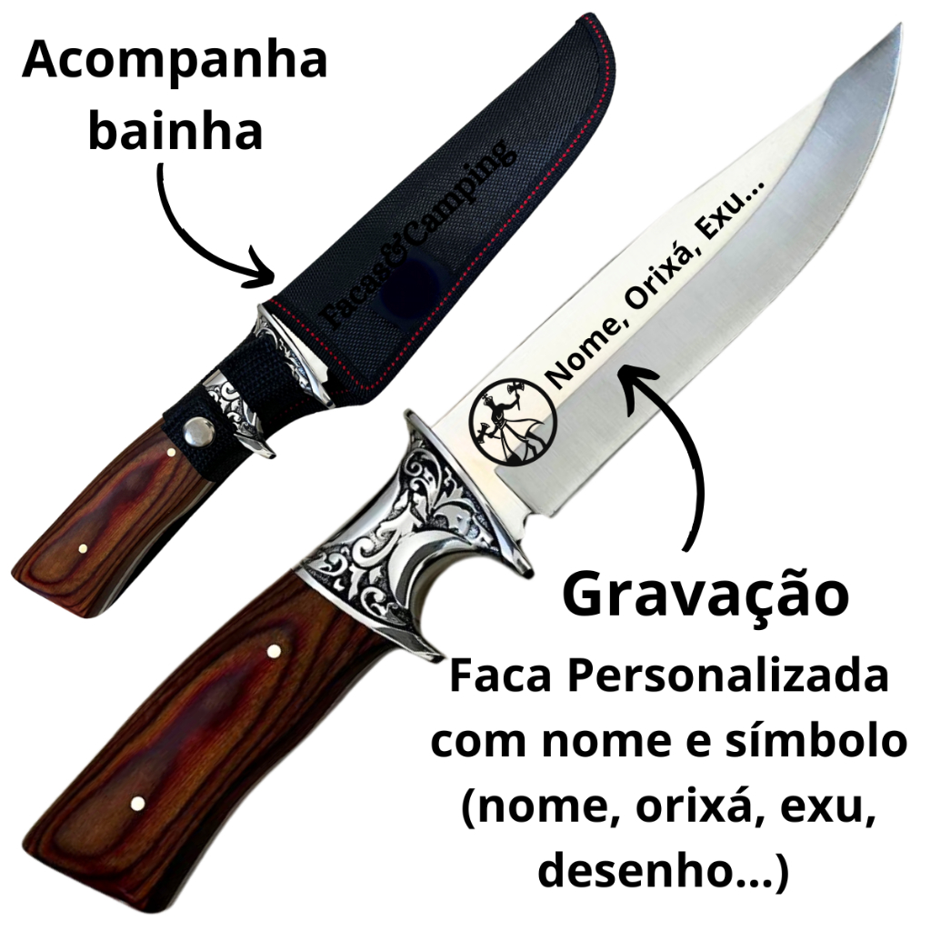 Faca Ritualística de Corte Personalizada a Laser para Exu e Orixás