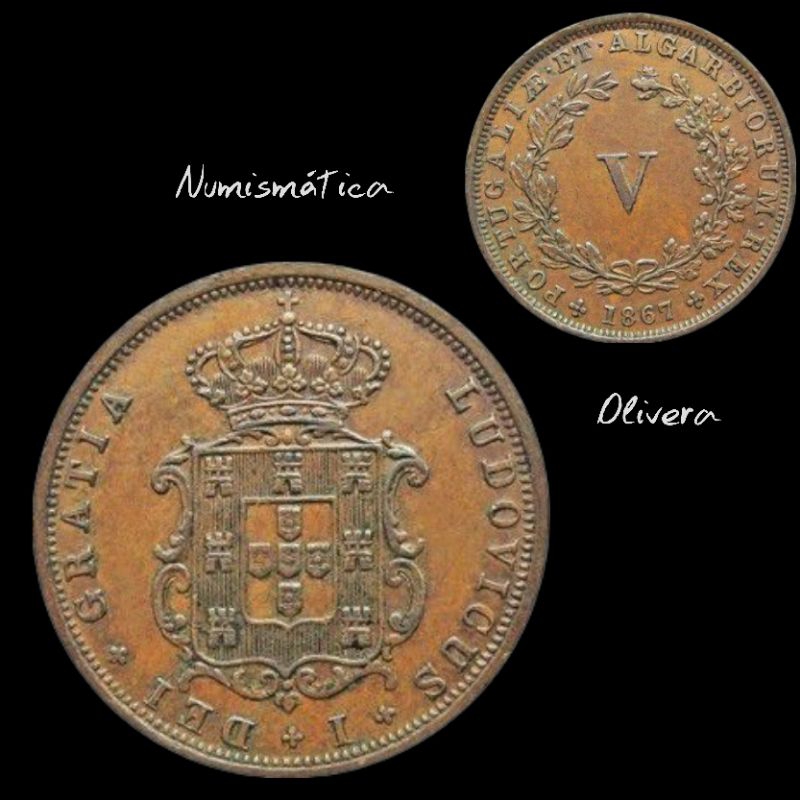 L.: 0071 - Moeda antiga Portugal 5 réis. Escolha a data