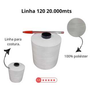 Linha de Costura Reta Tit. 120 Branca com 20 mil Metros