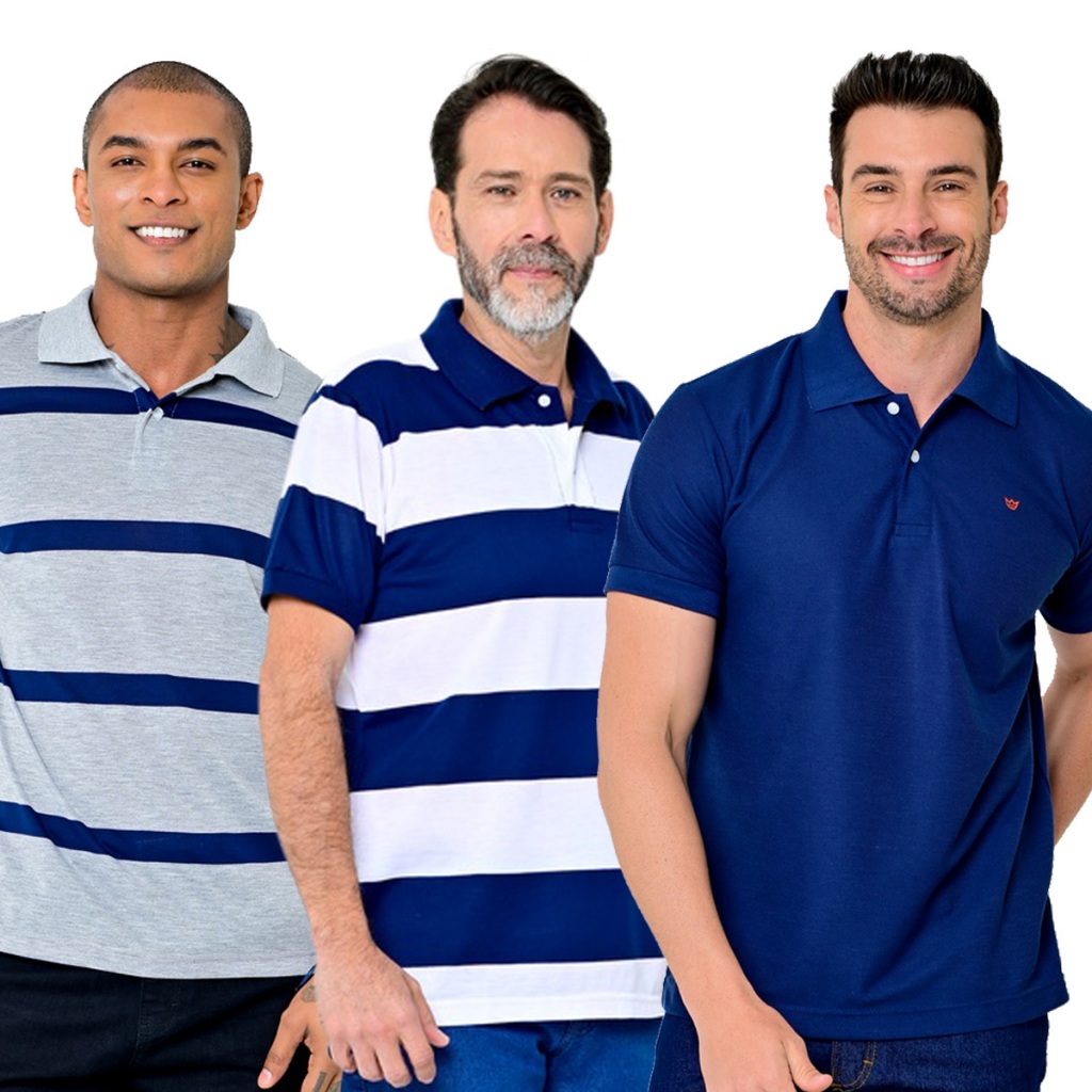 Kit 3 Camisas Gola Polo Masculina Variadas Camisaria Colombo em Oferta na Shopee