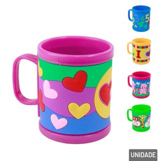 Caneca de Plástico 300ml Emborrachada 3D em Oferta na Shopee