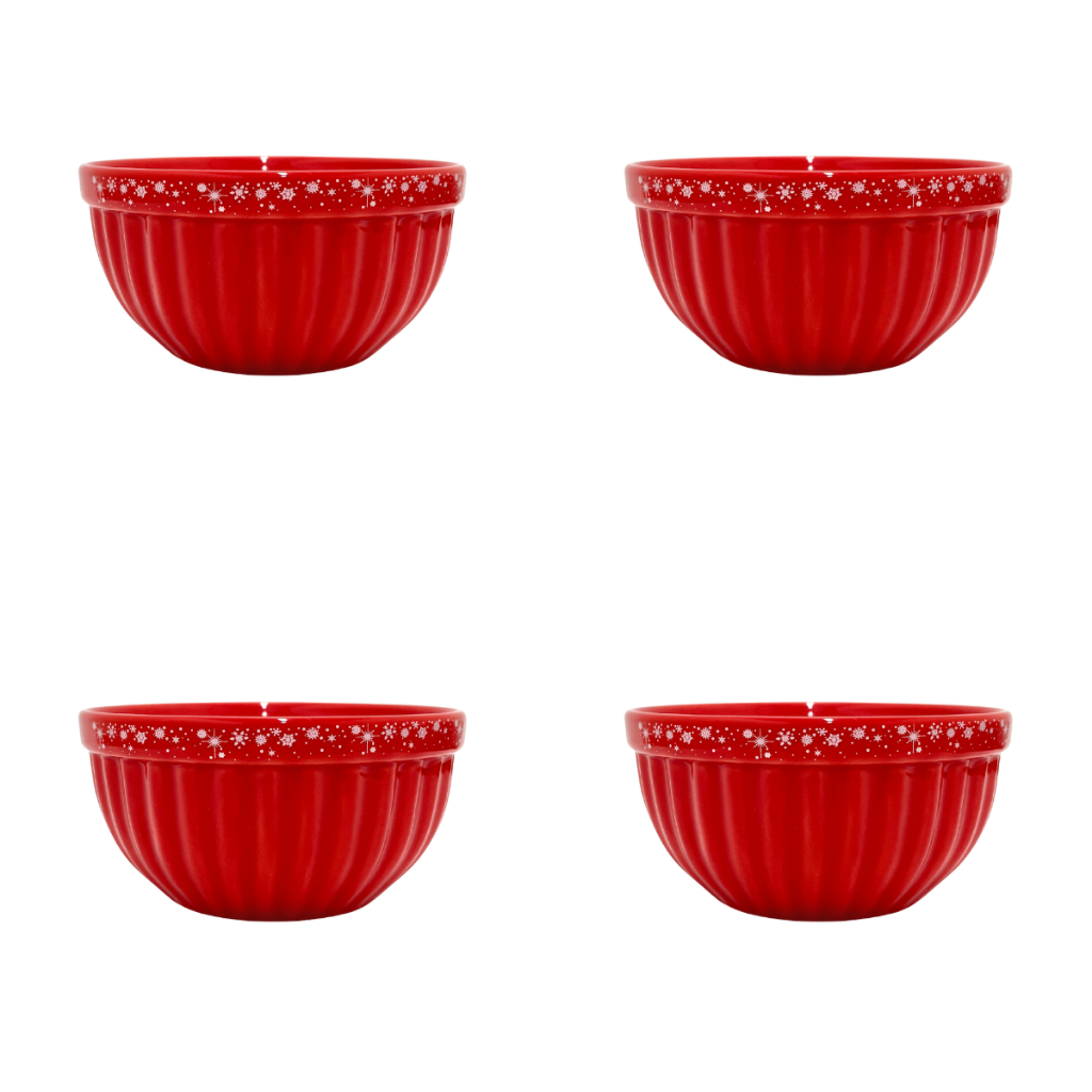 Kit 4 Tigelas Itália Natal Cerâmica 480ml Feliz Natal Bowl Cumbuca Sopas Caldos Sobremesas