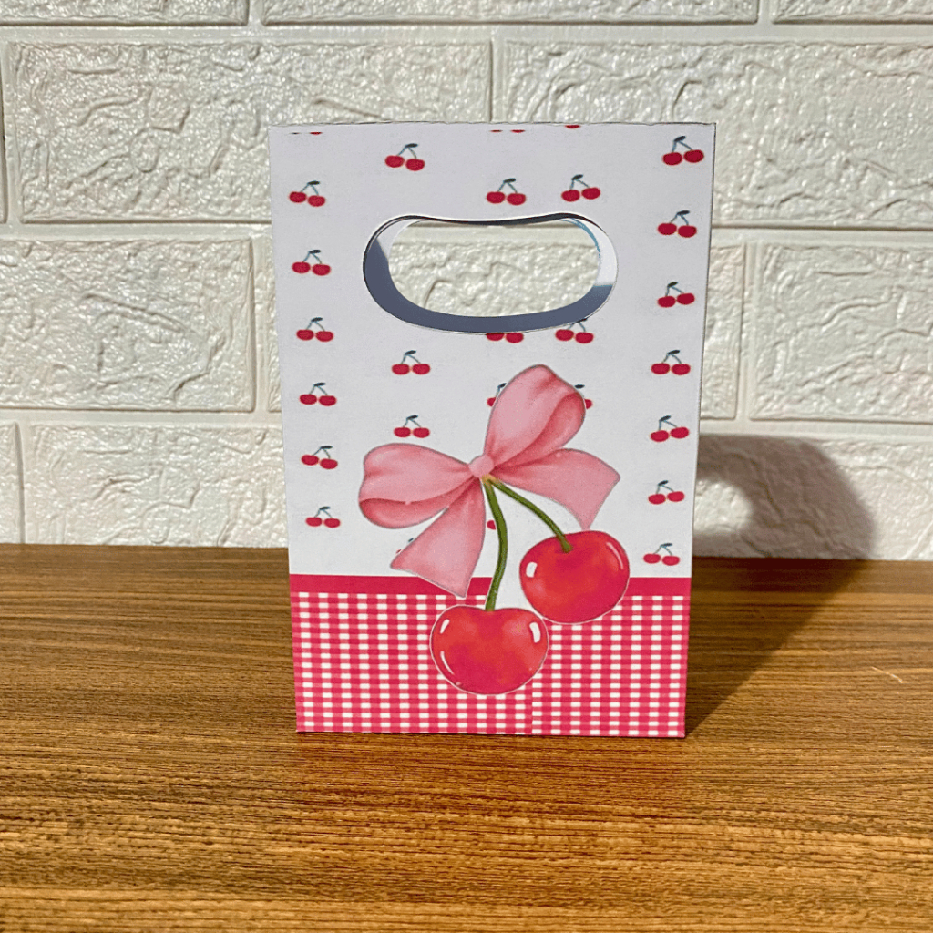PEGUE E MONTE MINI SACOLINHA PERSONALIZADA para Festas Aniversários Lembrançinhas CEREJINHA-ENVIO IMEDIATO!