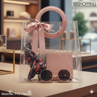 Kit 5 a 20 Bolsas Sacola Transparente Para Praia, Piscina E Presente 18X16X10CM Alça Redonda em Oferta na Shopee