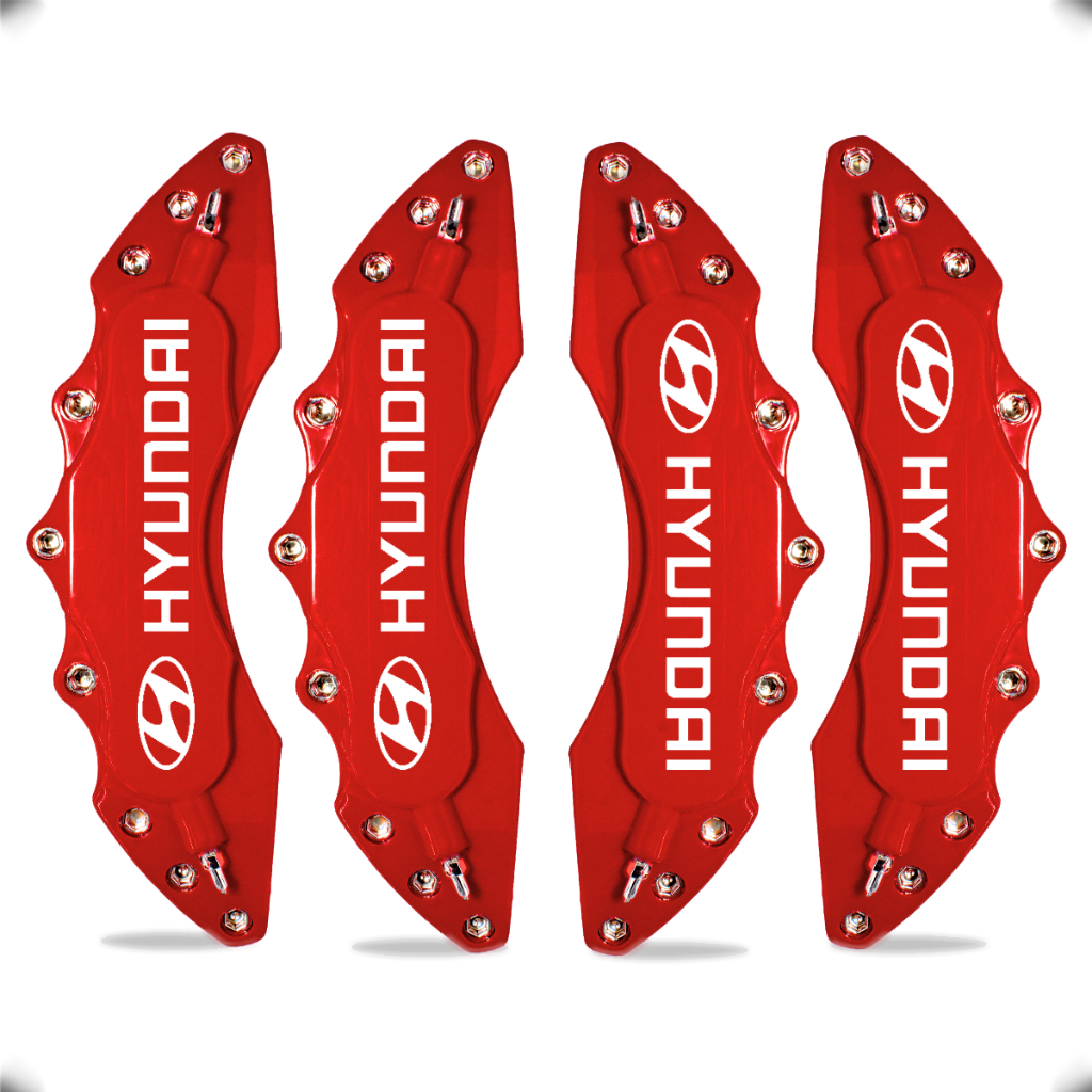 Capa de Pinça de Freio Universal Logo Hyundai Escrita P/ HB20 Azera Elantra Sonata  i30 ix35 Verna Accent + Cola Adesiva