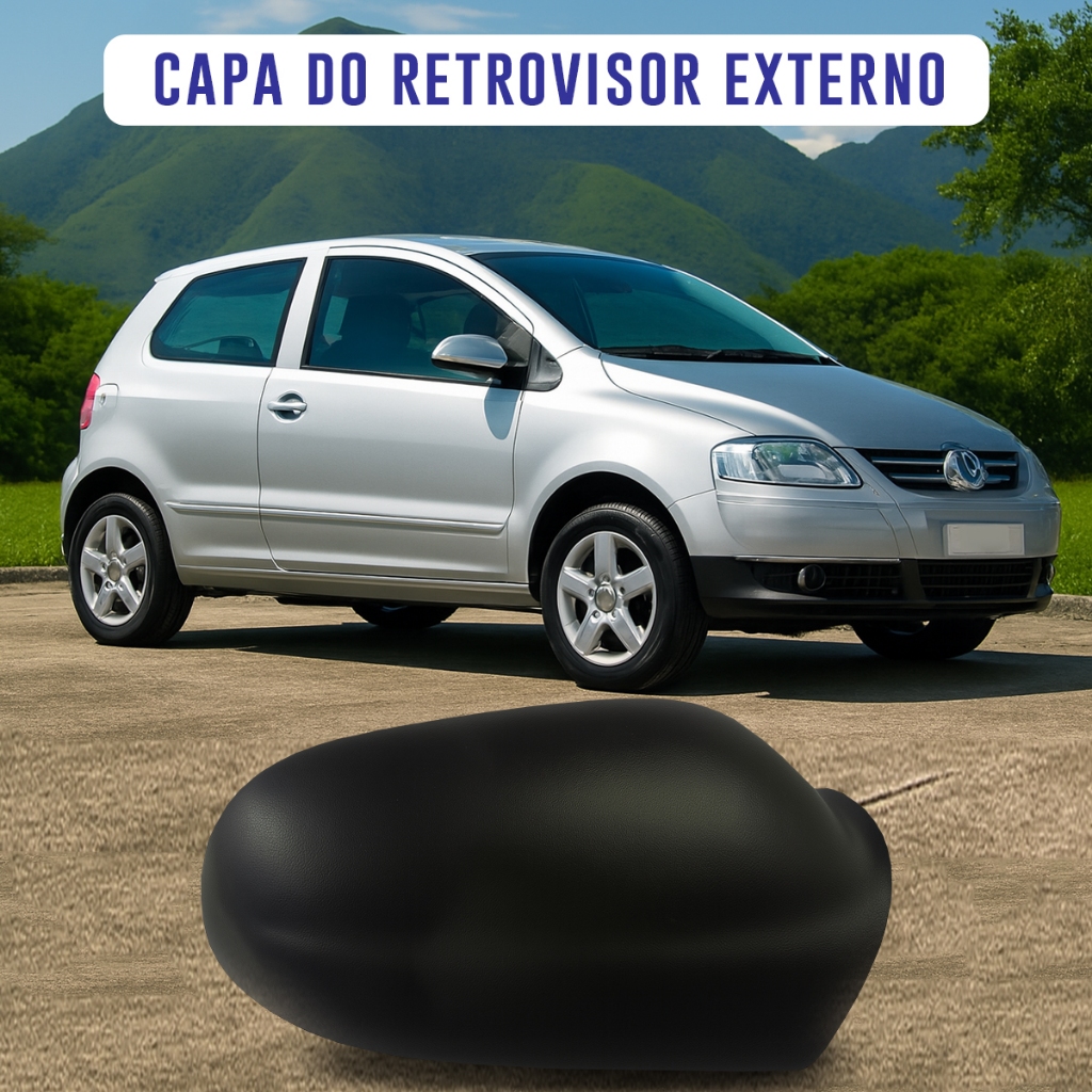 Capa Aplique Retrovisor Externo Preta VW Fox SpaceFox CrossFox 2003 a 2010