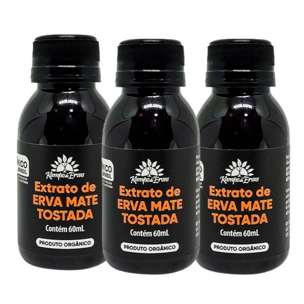 Kit Extrato Erva Mate Tostado Pura Orgânica 60ml Kampo de Ervas