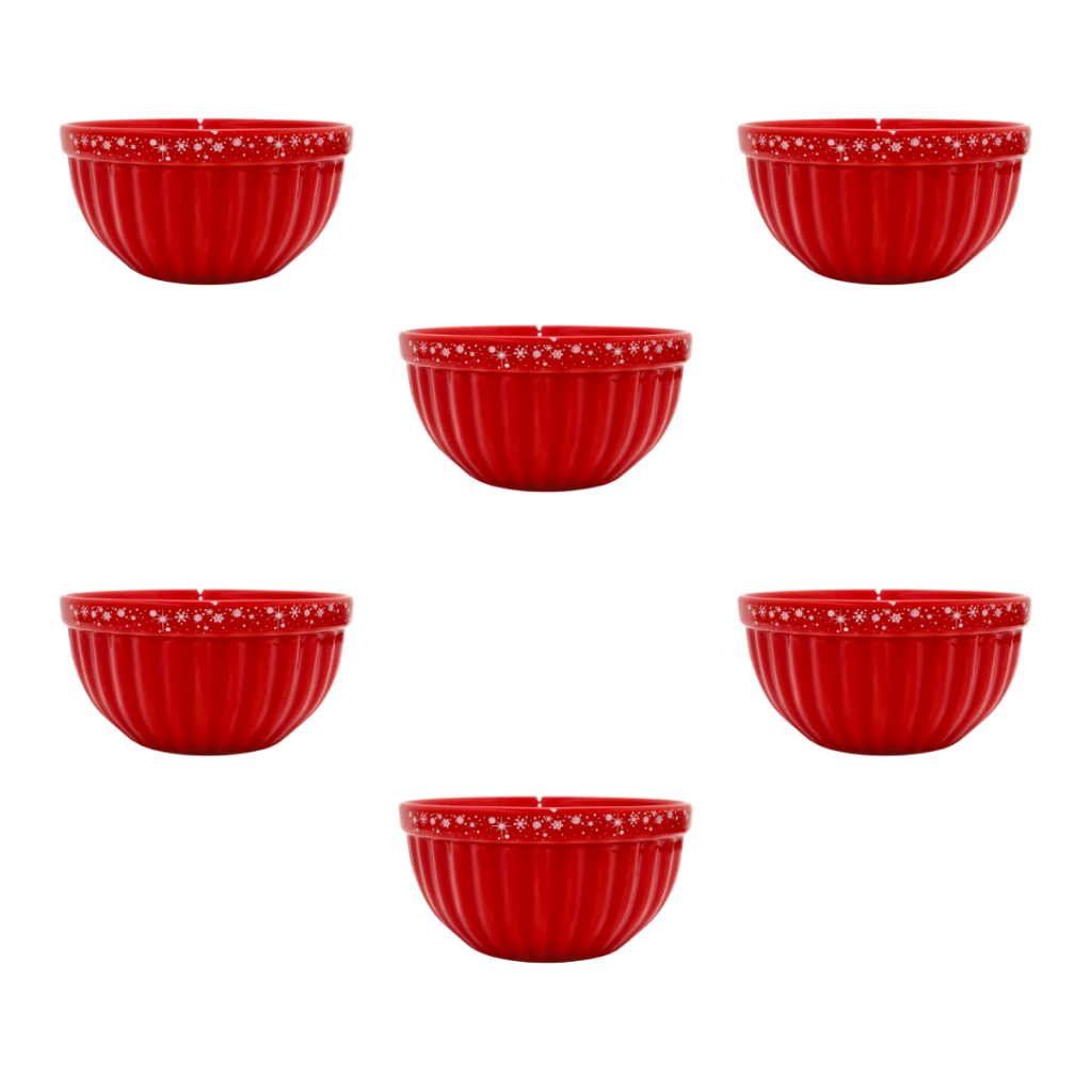 Kit 6 Tigelas Itália Natal Cerâmica 480ml Feliz Natal Bowl Cumbuca Sopas Caldos Sobremesas